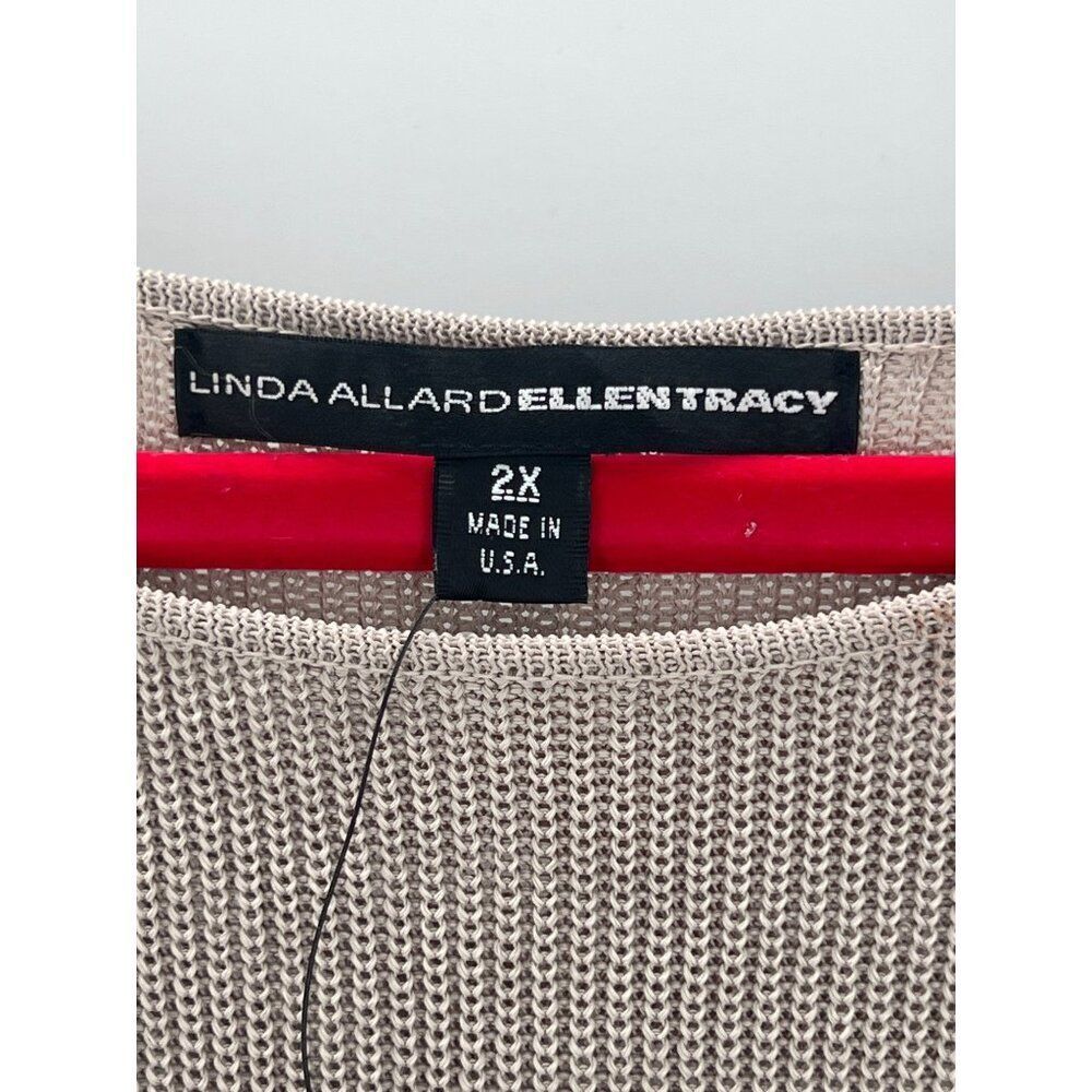 Linda Allard Ellen Tracy Knit Short Sleeve Sweater Top Taupe Size 2X New - Picture 4 of 8